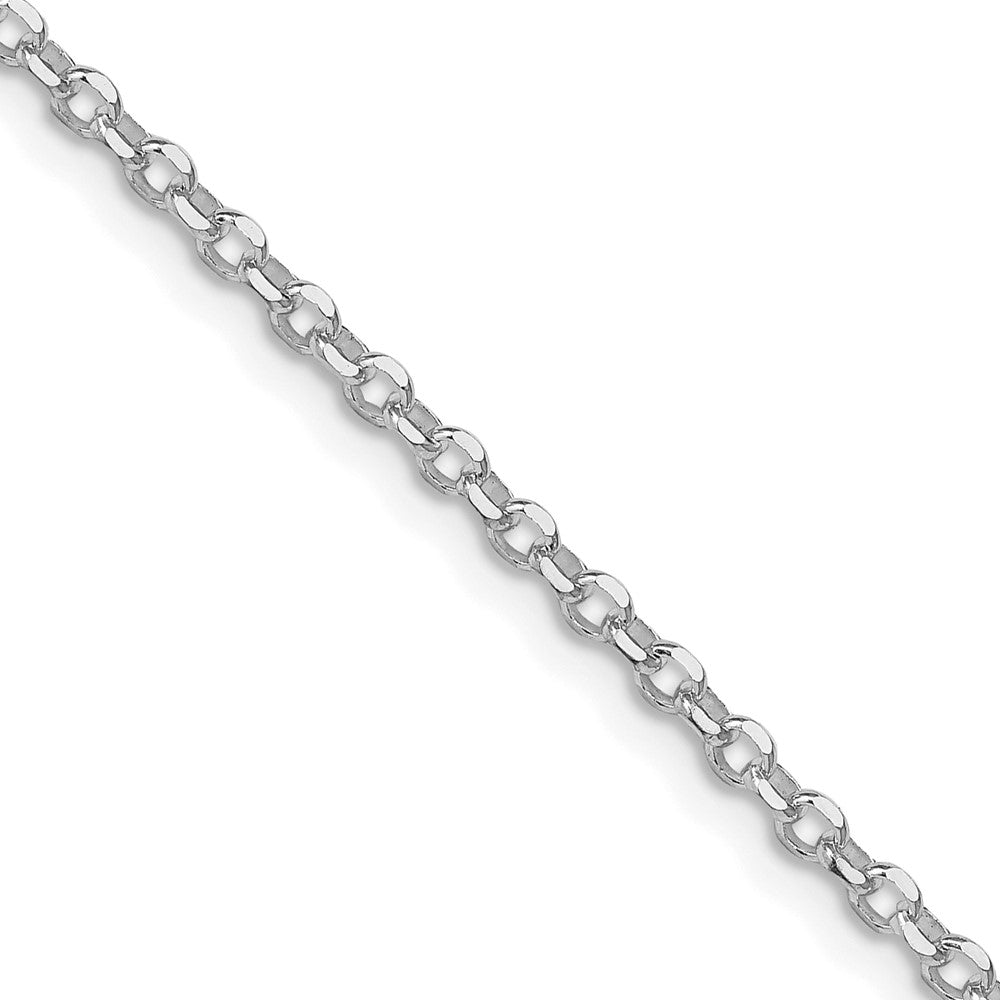 Sterling Silver Rh-plated 2.6mm Diamond-cut w/2in ext. Rolo Cable Chain