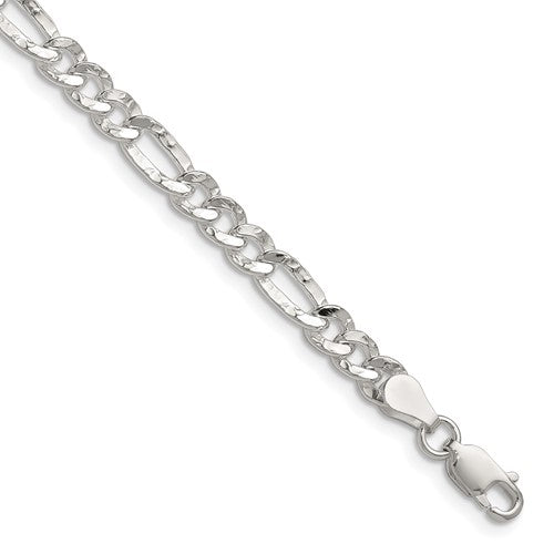 Sterling Silver 4.75mm Hammered Figaro Chain