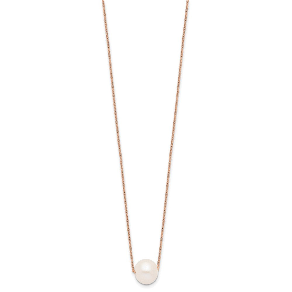 Sterling Silver Rose-tone 10-11mm White Near Round FWC Pearl Necklace