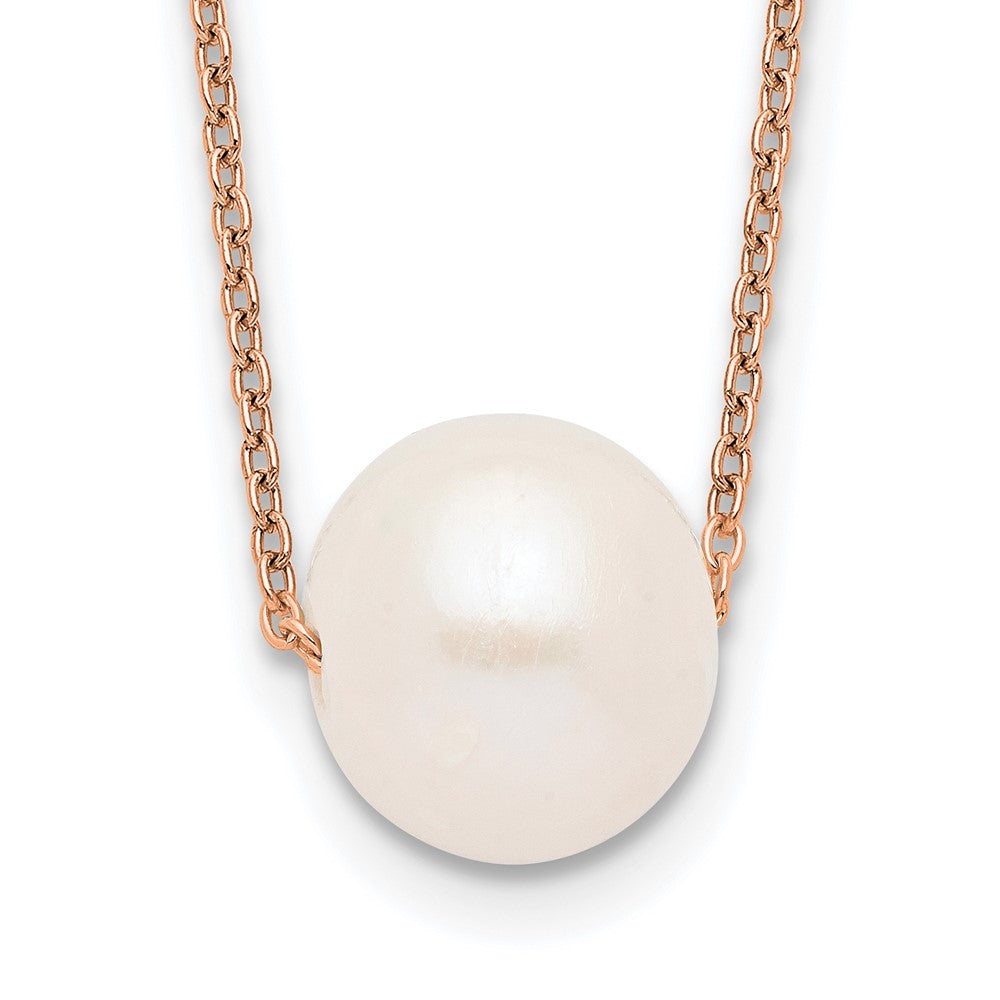 Sterling Silver Rose-tone 10-11mm White Near Round FWC Pearl Necklace