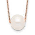 Sterling Silver Rose-tone 10-11mm White Near Round FWC Pearl Necklace