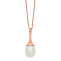 Sterling Silver Rose-tone 11x8mm White  FWC Pearl Necklace