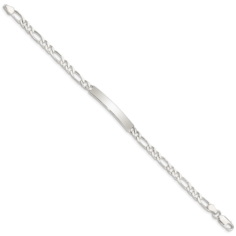 Sterling Silver 8inch Polished Engraveable Figaro Link ID Bracelet