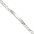 Sterling Silver 8inch Polished Engraveable Figaro Link ID Bracelet