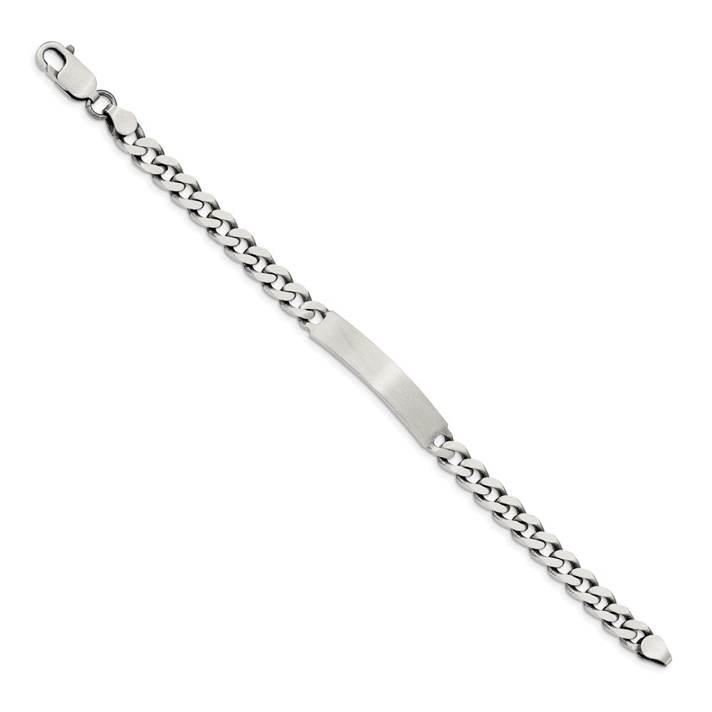 Sterling Silver 8inch Engraveable Antiqued Curb Link ID Bracelet