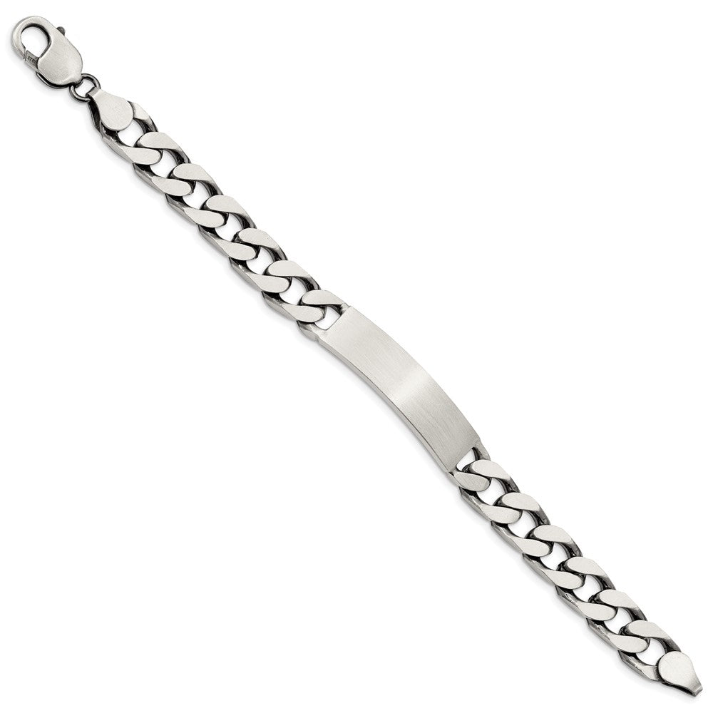 Sterling Silver 7.5inch Engraveable Antiqued Curb Link ID Bracelet