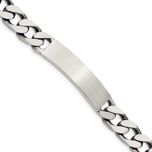 Sterling Silver 8.5inch Engraveable Antiqued Curb Link ID Bracelet