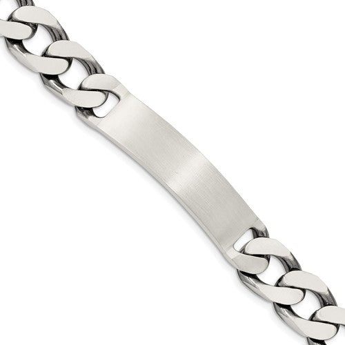 Sterling Silver 7.5inch Engraveable Antiqued Curb Link ID Bracelet