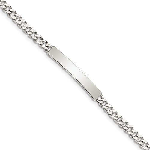 Sterling Silver 8inch Polished Engraveable Curb Link ID Bracelet