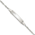 Sterling Silver Polished Childrens ID with Heart Bracelet