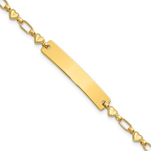 Sterling Silver Gold-tone 6.5 inch Hearts Children's ID Bracelet