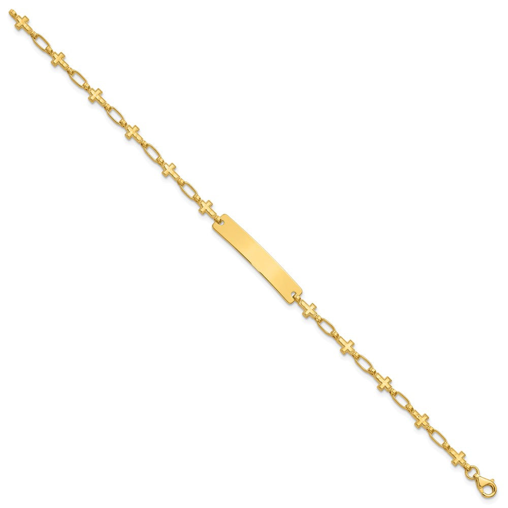 Sterling Silver Gold-tone 7.5 inch Cross ID Bracelet