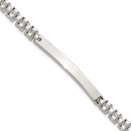 Sterling Silver Polished 8in Men's ID Bracelet
