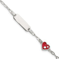 SS Polished Enameled Heart 5in w/1in ext Children's ID Bracelet