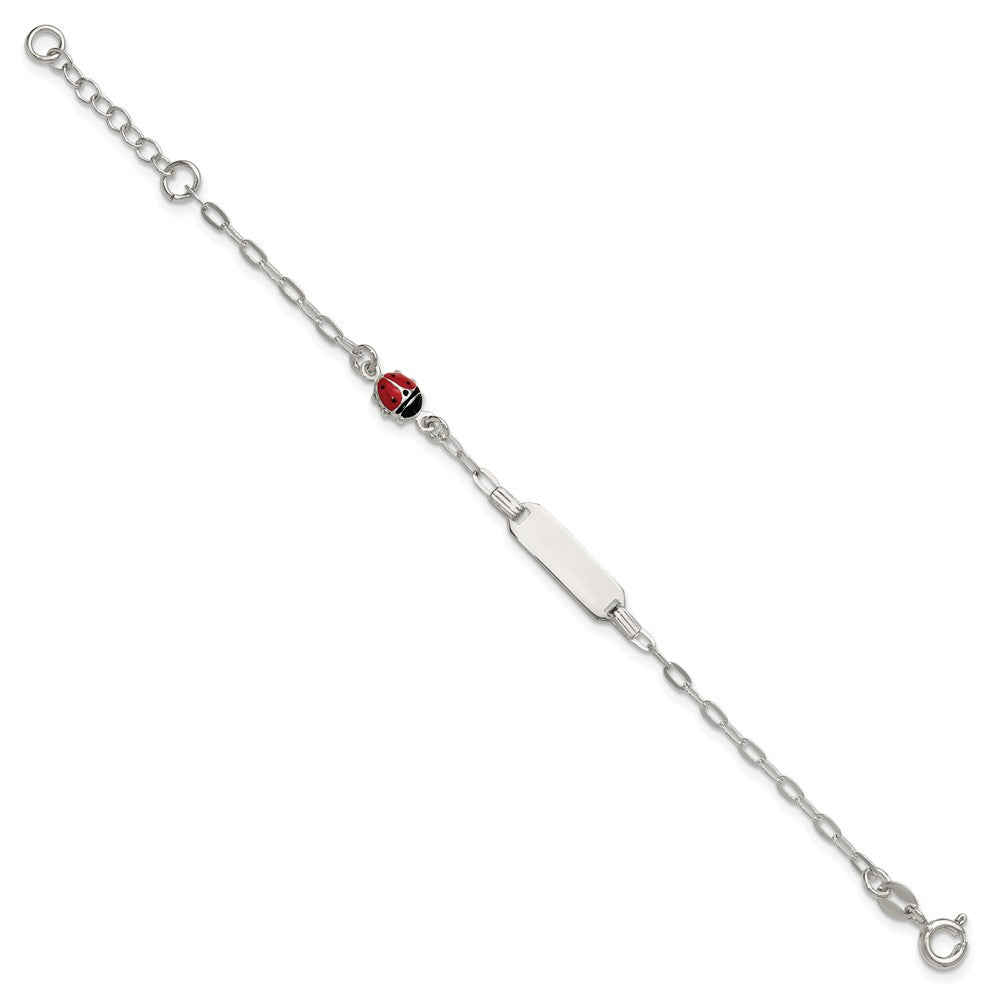 SS Polished Enameled Ladybug 6in w/1in ext Children's ID Bracelet