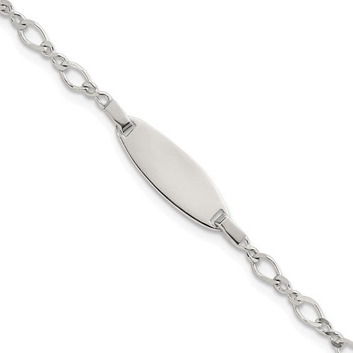 Sterling Silver Polished Fancy Link 5in w/ 1in Ext Children's ID Bracelet