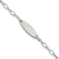 Sterling Silver Polished Fancy Link 5in w/ 1in Ext Children's ID Bracelet