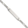 Sterling Silver Polished Figaro Link w/ 1in Ext Children's ID Bracelet