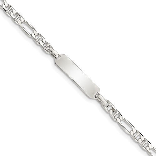 Sterling Silver Childrens ID Anchor 5in Plus 1in EXT Link Bracelet