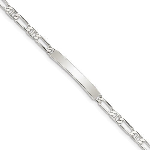 Sterling Silver Polished Engraveable Anchor Link ID Bracelet
