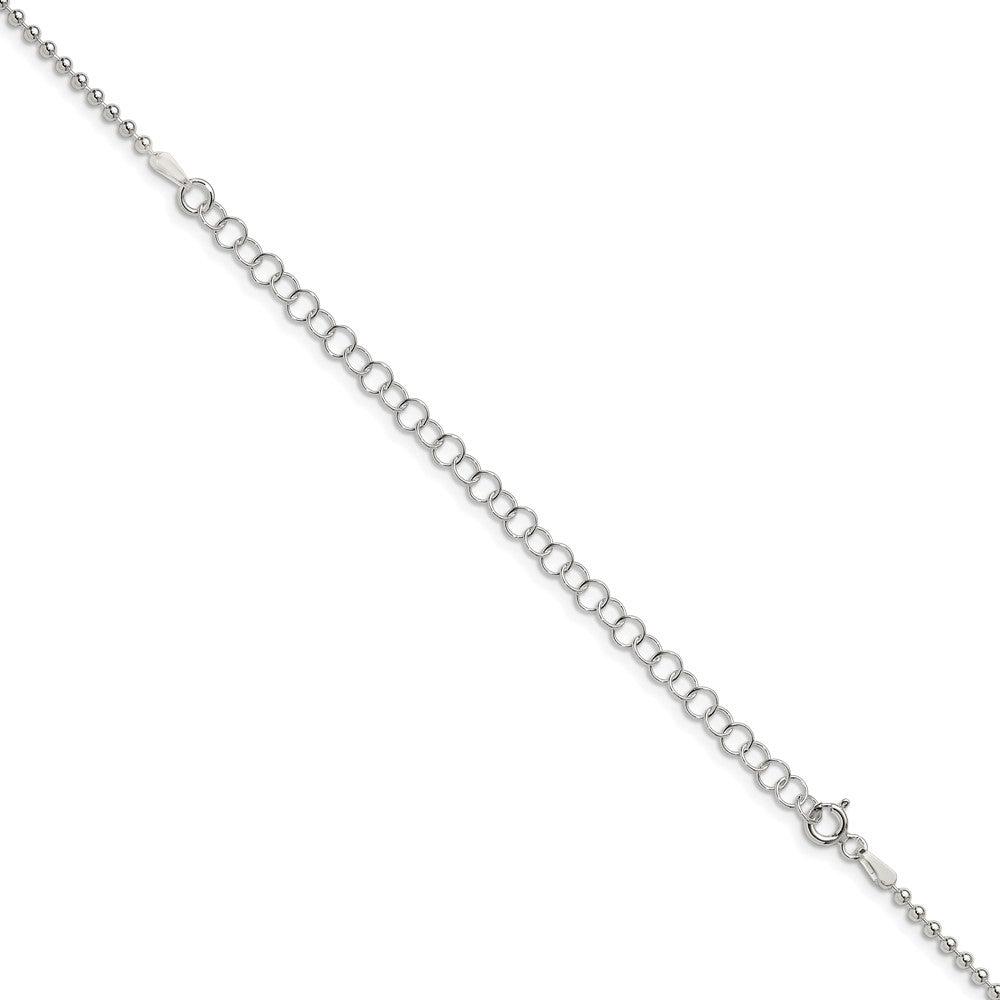 Sterling Silver 2mm Beaded Chain w/4in ext.