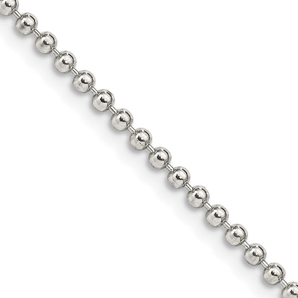 Sterling Silver 2mm Beaded Chain w/2in ext.