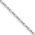Sterling Silver 1.5mm Fancy Beaded Chain w/2in ext.