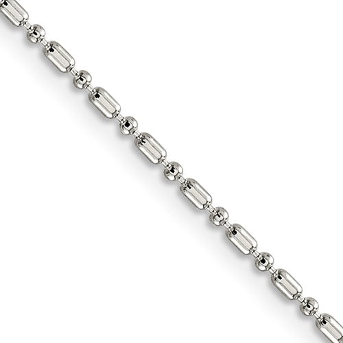 Sterling Silver 1.5mm Fancy Beaded Chain w/2in ext.