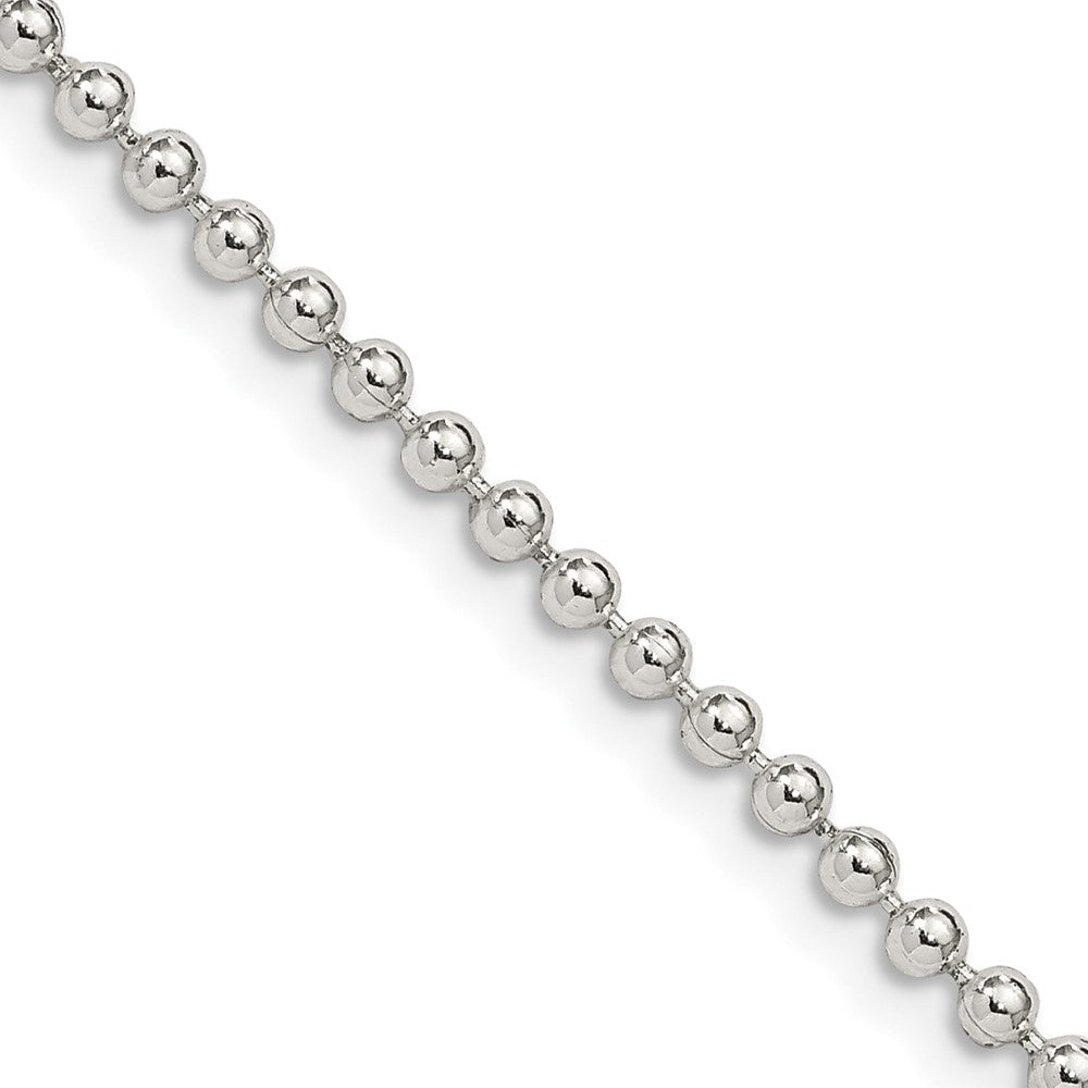 Sterling Silver 2.35mm Beaded Chain w/4in ext.