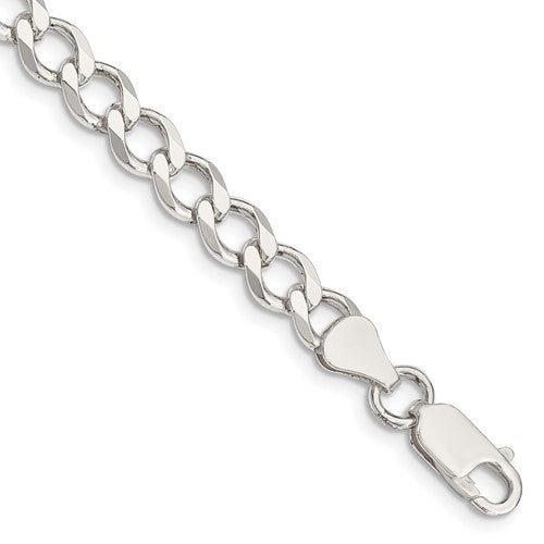 Sterling Silver 6.7mm Semi-solid Flat Curb Chain