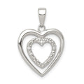 Sterling Silver Rhodium-plated Polished CZ Double Heart Pendant