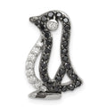Sterling Silver Rhodium-plated Black & White CZ Penguin Chain Slide