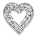 Sterling Silver Rhodium-plated CZ Heart Chain Slide Pendant