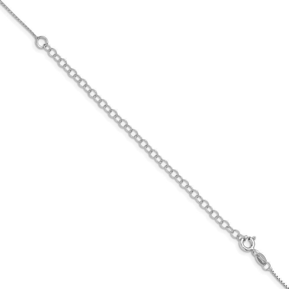 Sterling Silver Rhodium-plated .6mm Mirror Box Chain w/4in ext.