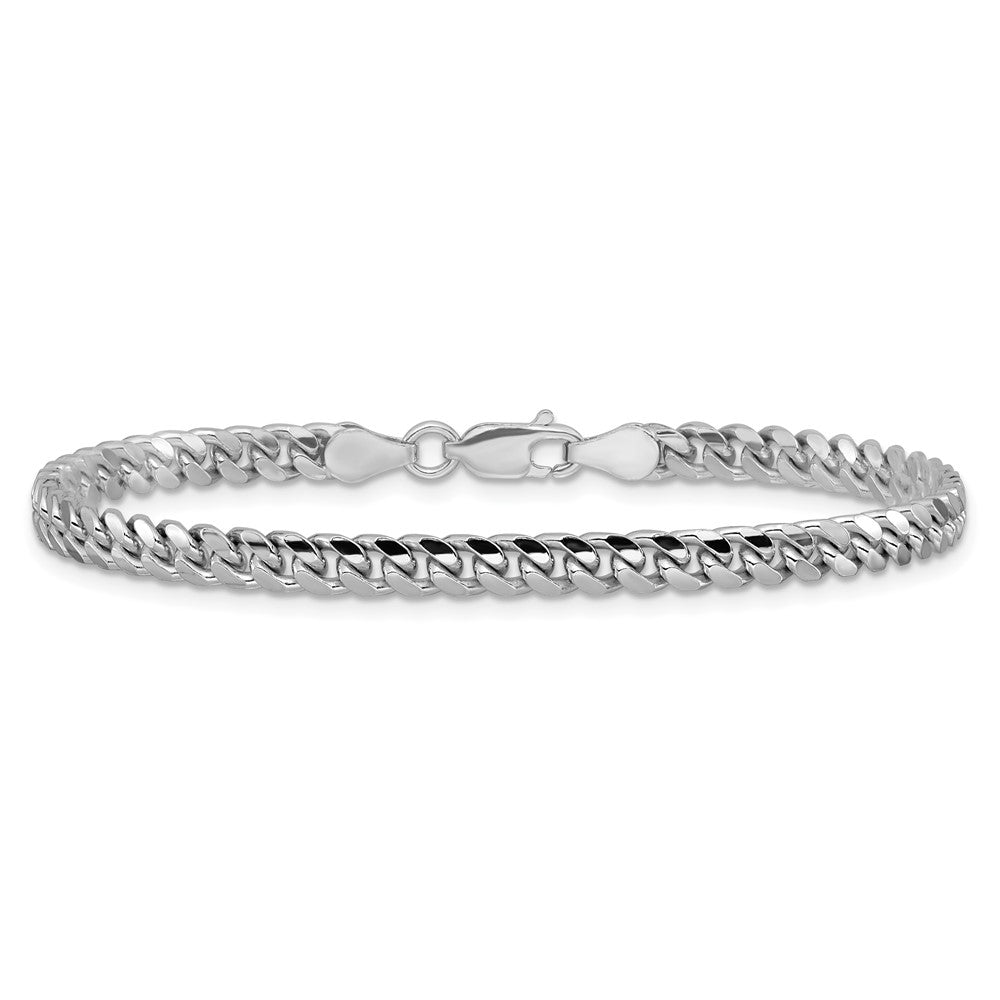 Sterling Silver Rhodium-plated 4mm Domed w/ Side D/C Curb Chain