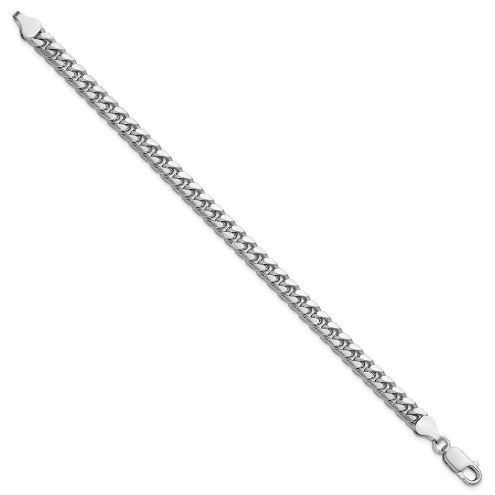 Sterling Silver Rhodium-plated 6mm Domed w/ Side D/C Curb Chain