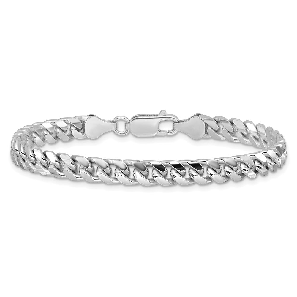 Sterling Silver Rhodium-plated 6mm Domed w/ Side D/C Curb Chain