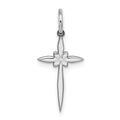 Sterling Silver Rhodium-plated Laser Cut Cross Charm