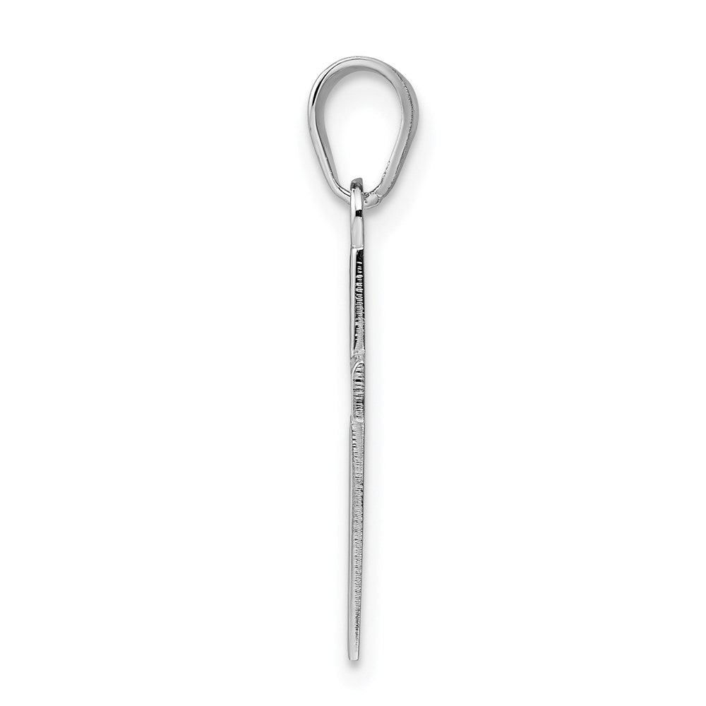 Sterling Silver Rhodium-plated Black Enameled Cross Charm
