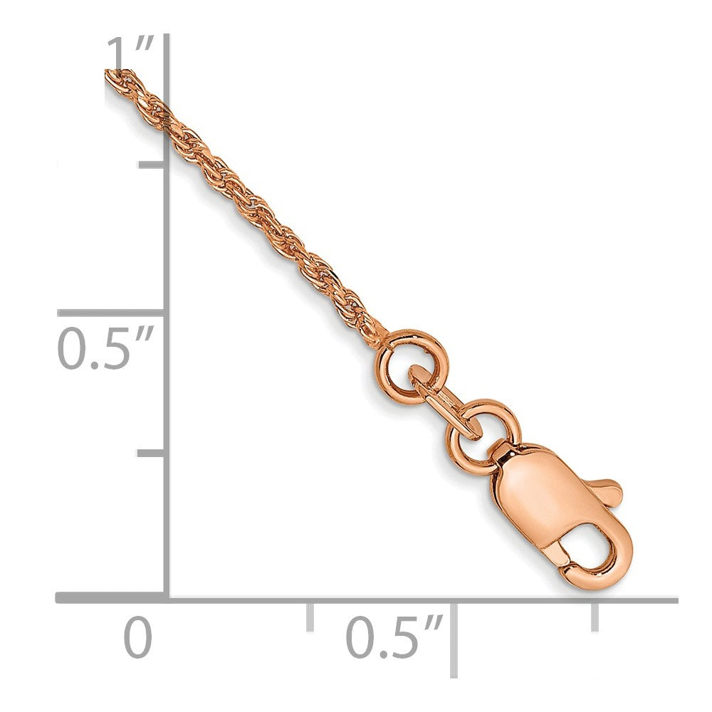 14k Rose Gold 1mm D/C Machine-made Rope Chain