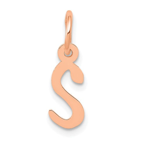14k Rose Gold  Slanted Block Initial S Charm