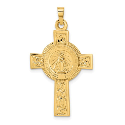 14k Cross with Miraculous Medal Pendant