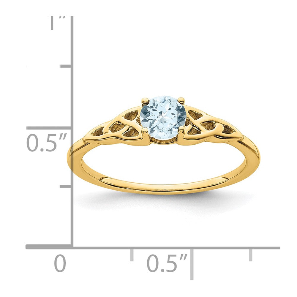 10k Aquamarine Celtic Knot Ring