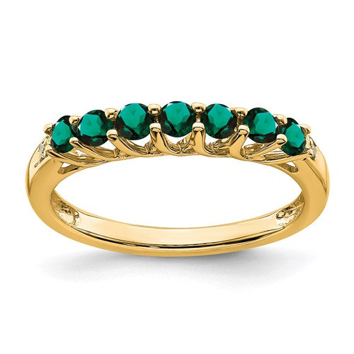 10k Created Alexandrite and Diamond 7-stone Ring