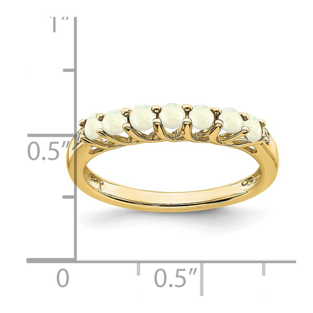 10k Created Opal and Diamond 7-stone Ring