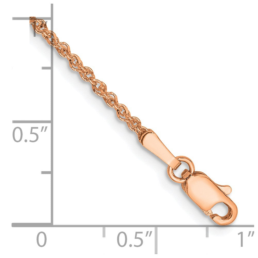 14K Rose Gold 1.7mm Ropa Chain Anklet