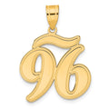 14k Brushed Border Script Number 96 Pendant