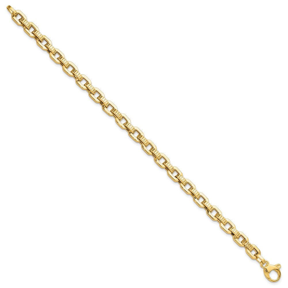 14K Gold Polished & Textured Fancy Link Bracelet
