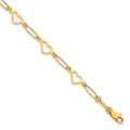 14k Polished Oval Link and Hearts 7.5in Bracelet