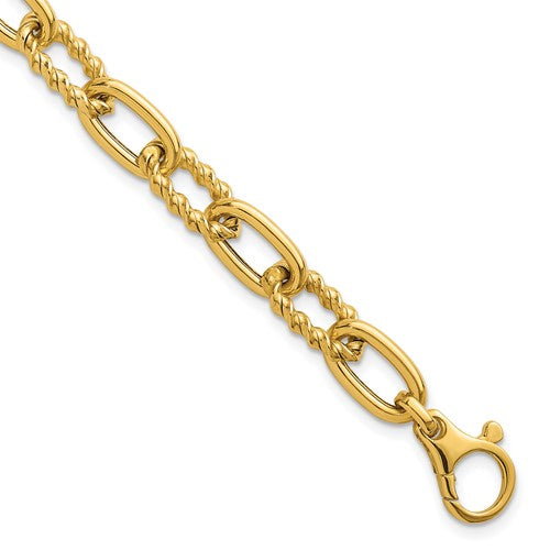 14K Polished Fancy and Twist 7.5in Link Bracelet